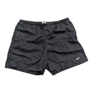 90's Women's Black Athletic Nike Nylon Elastic and Drawstring Shorts